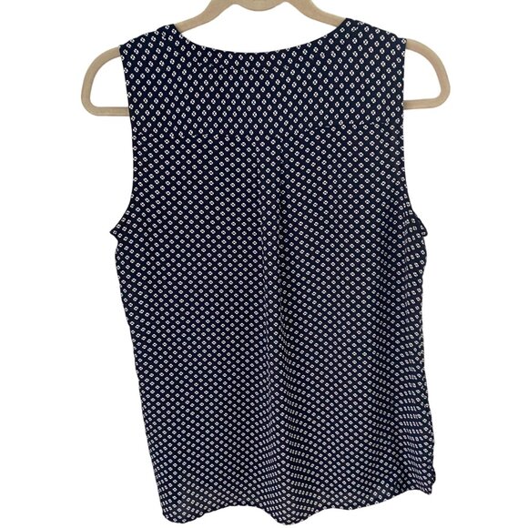 Ann Taylor Loft Sleeveless Top Blouse Sz Medium Navy Blue Buttons Front Pockets - Picture 4 of 5